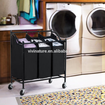 4 To3Bag Rolling Laundry Sorter Cart Heavy Duty Sorting Hamper With Removable Bags and Brake Casters